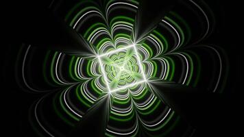 Green and White Neon Glow Clover Tunnel Background VJ Loop video
