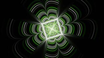 Green and White Neon Glow Clover Tunnel Background VJ Loop video