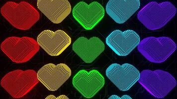Multicolor Pixel Hearts Movement Background VJ Loop video