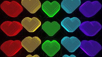 Multicolor Pixel Hearts Movement Background VJ Loop video