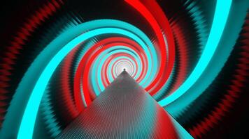 Cyan and Red Neon Sci-Fi Spiral Tunnel Background Loop Animation video