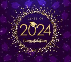 Beautiful graduating banner. Class of 2024 congrats. Awards certificate concept. Educational reward. vector