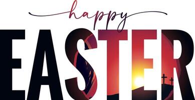 Happy Easter christian postcard design vector