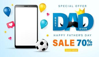 Father's day Sale, up to 70 off - web banner vector