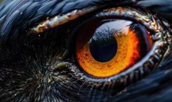 ai generado de cerca de águila ojo. macro de de halcón ojo. foto