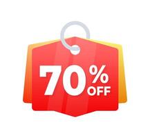 70 percent off Discount Promotions, red price tag, offers. Vector illustration