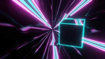 Cyan and Pink Sci-Fi Neon Weightlessness Tunnel Background VJ Loop video