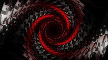 Gray and Red Spiral Cubic Tunnel Background VJ Loop video