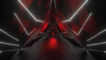 rot und Weiß dreieckig Neon- glühen Tunnel Hintergrund vj Schleife video