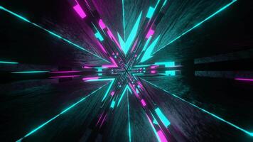 Cyan and Pink Neon Glow Hex Star Backgriund VJ Loop video