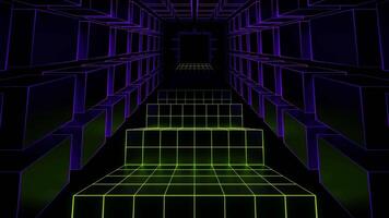 Purple and Lime Neon Cyberpunk Stairs Background VJ Loop video