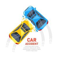 Car crash accident on road. Vector illustration