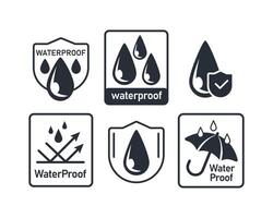 Waterproof icons. Water Proof sign. Water protection, liquid proof protection. Vector illustration