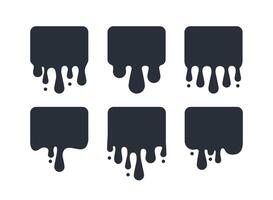 Black melting drips paint collection. Paint liquid. Vector illustration