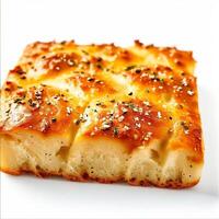 photo of a italian focaccia isolated on white background