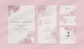 Abstract watercolor wedding invitation template. set of wedding stationery. luxury card and poster background. vector