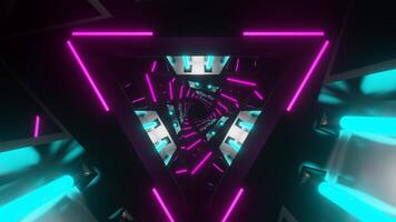 Pink and Cyan Neon Glowing Mirrored Triangular Spiral Background VJ Loop video