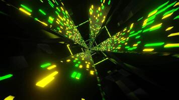 Green and Yellow Sci-Fi Neon Glow Cyber Tunnel Background VJ Loop video