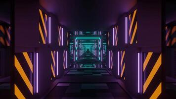 Cyan and Orange and Purple Blazing Neon Light Mirror Tunnel Background VJ Loop video