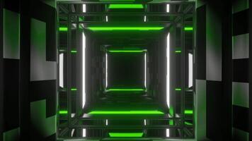 Green and White Neon Mirror Corridor Background VJ Loop video