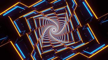 Orange and Cyan Neon Glowing Spiral Chess Type Background VJ Loop video