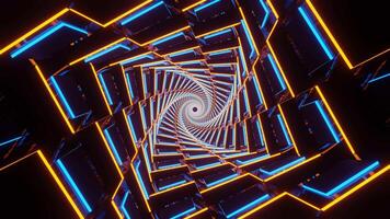 Orange and Cyan Neon Glowing Spiral Chess Type Background VJ Loop video