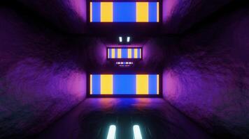 Blue and Yellow and Light Blue Neon Glow Square Mirror Tunnel Background VJ Loop video