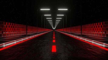 Red and White Neon Glow Futuristic Highway Background VJ Loop video