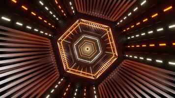 Orange and White Glowing Hexagon Futuristic Corridor Background VJ Loop video