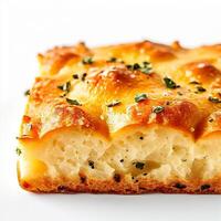 photo of a italian focaccia isolated on white background