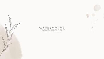 Abstract horizontal watercolor background. Neutral light brown colored empty space background illustration vector