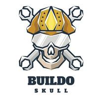 mechanic skull character logo vector