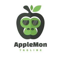 manzana mono cabeza personaje logo vector