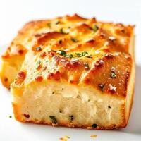 photo of a italian focaccia isolated on white background