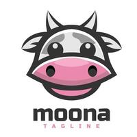 vaca cabeza linda mascota logo vector