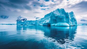 AI generated Icebergs in glacier lagoon photo