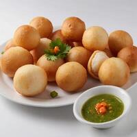 AI generated Panipuri or fuchka white background photo