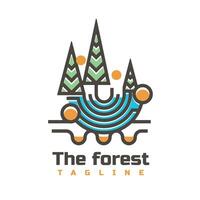 forest lineart abstract character logo vector