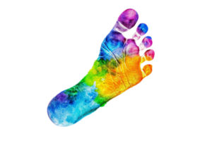 ai gegenereerd kleurrijk waterverf voetafdruk PNG