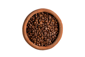 ai genererad rostad kaffe bönor i terrakotta skål png