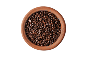 ai generiert geröstet Kaffee Bohnen im Terrakotta Schüssel png