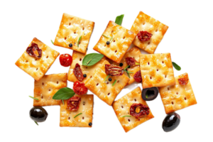 AI generated Stack of Golden Brown Crackers png