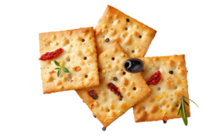 AI generated Stack of Golden Brown Crackers png