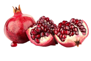 AI generated Ripe Pomegranate Fruit and Halves with Seeds png