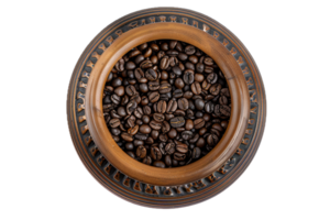 ai gegenereerd geroosterd koffie bonen in terracotta kom PNG