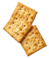 ai gegenereerd stack van gouden bruin crackers PNG