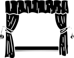 line drawing of a curtains opening onto stage solid black icon png