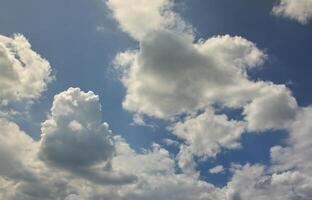 Beautiful blue sky background template with some space for input text message below isolated on blue photo