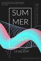 Creative summer wave poster with shape. Retro abstract colorful geometric background. Design for card, flyer, template, banner, brochure. Trendy fashion digital futuristic vector graphic illustration.