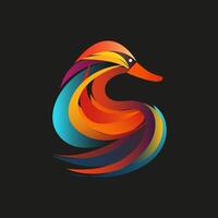 Duck vector coloured editable stroke gradient bright logo mascotte vector